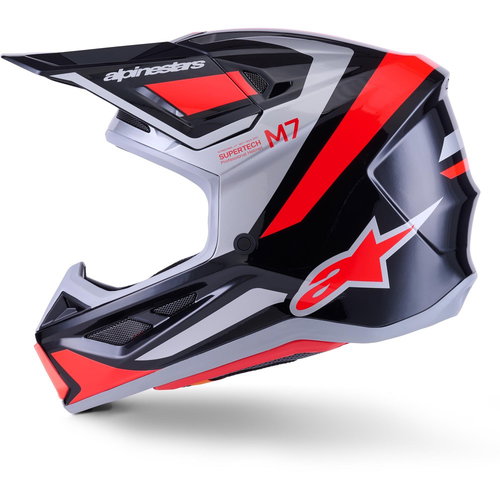 Alpinestars Alpinestars S-M7 Rise Helmet Black Silver Red Fluo Glossy