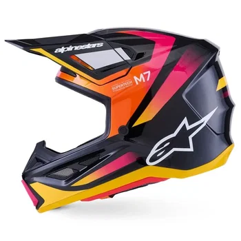 Alpinestars Alpinestars S-M7 Rise Helmet Black Yellow Pink Glossy