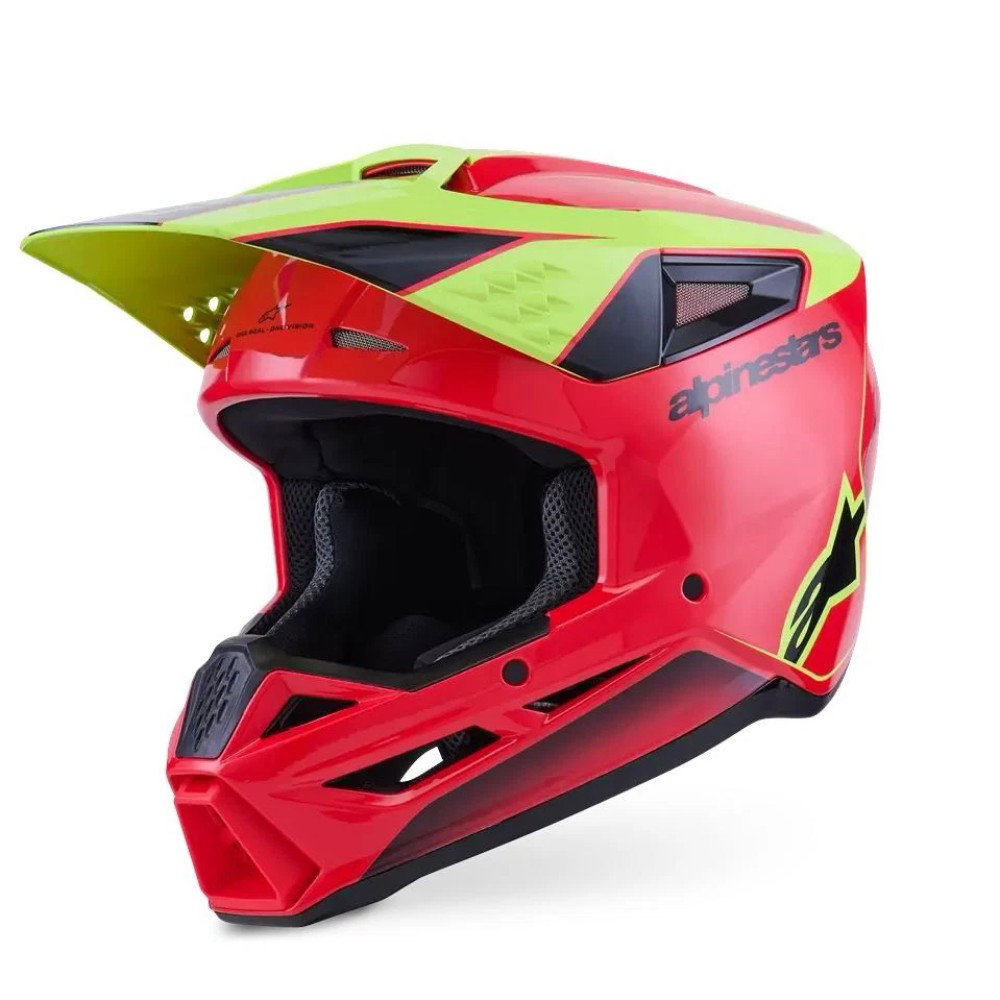 S-M3 Fray Helmet Red Yellow Fluo Black Glossy