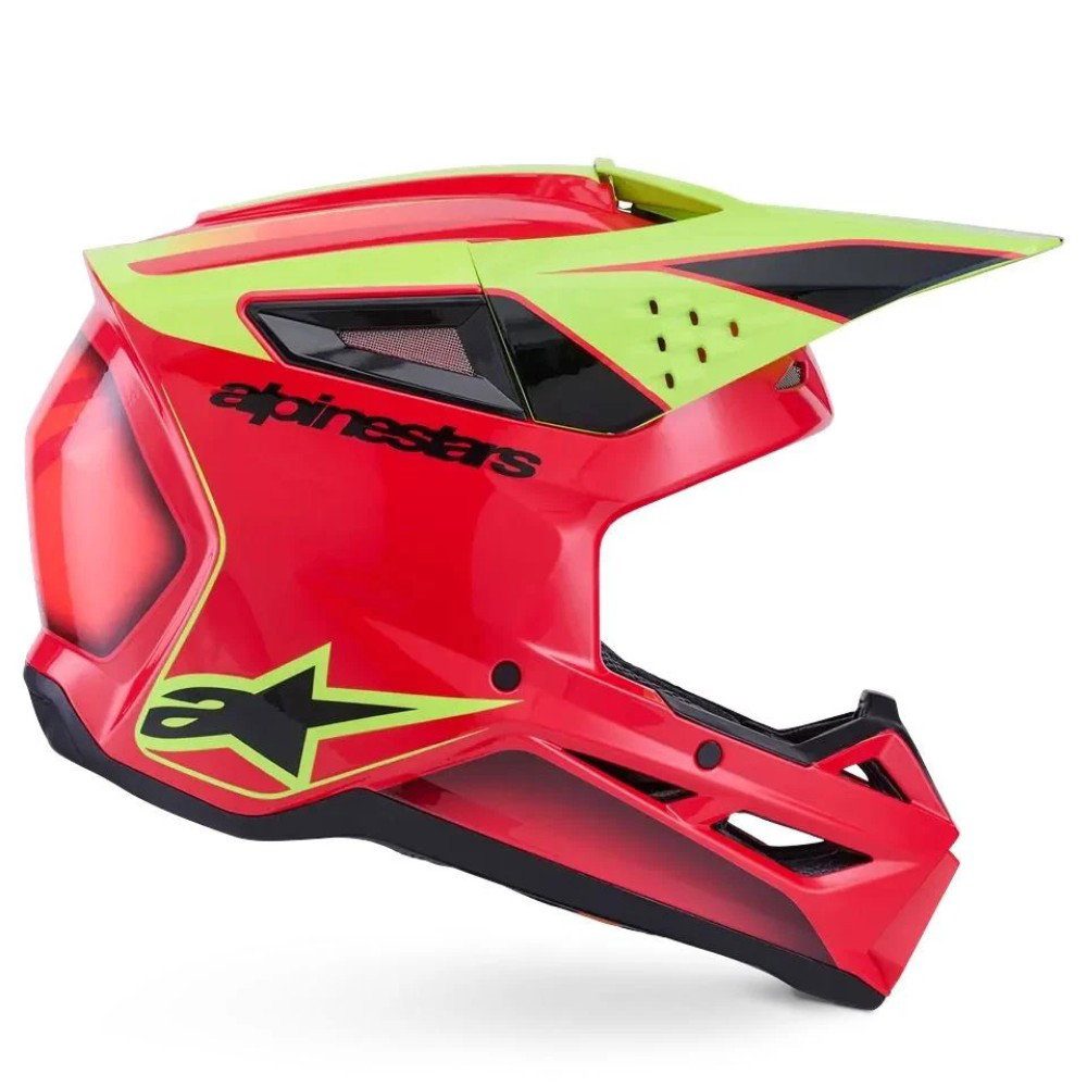 S-M3 Fray Helmet Red Yellow Fluo Black Glossy