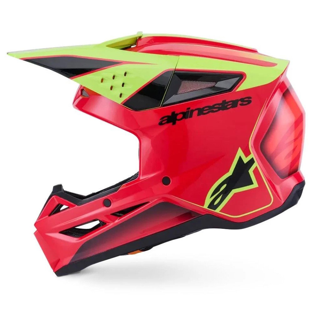 S-M3 Fray Helmet Red Yellow Fluo Black Glossy