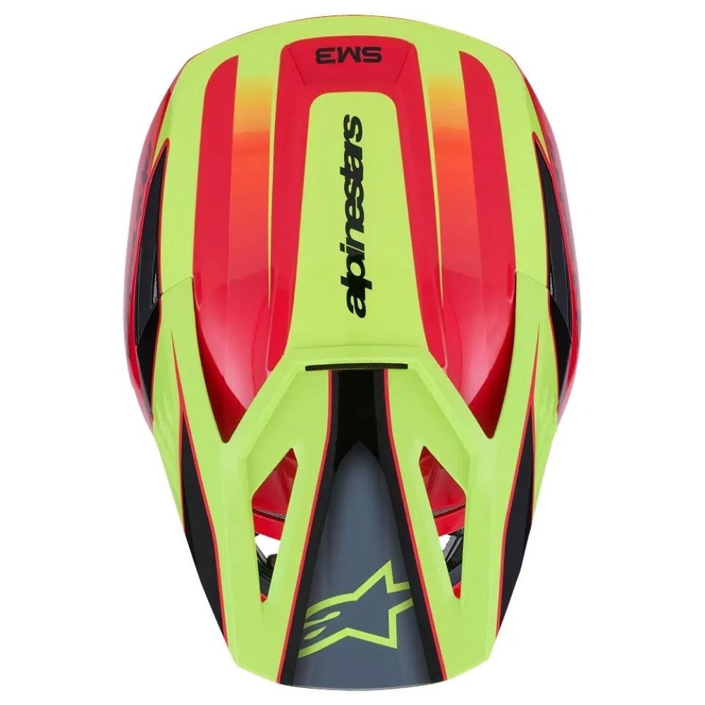S-M3 Fray Helmet Red Yellow Fluo Black Glossy