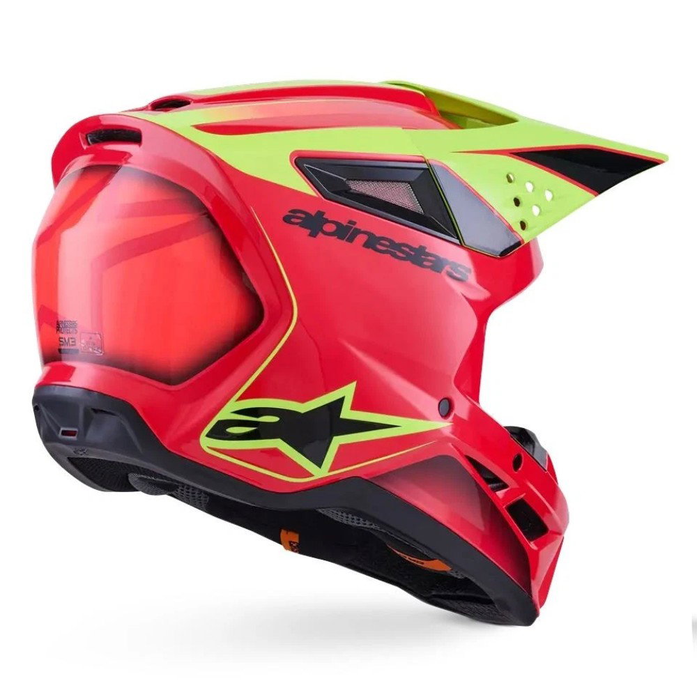 S-M3 Fray Helmet Red Yellow Fluo Black Glossy