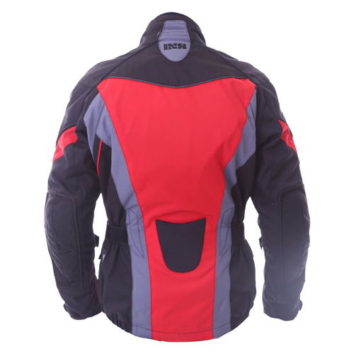 IXS Enigma Black Red Silver Textile Motorcycle Jacket Back                                                                                                                                                                                                     