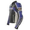 IXS Road Star Black Blue Leather Motorcycle Jacket Side                                                                                                                                                                                                        