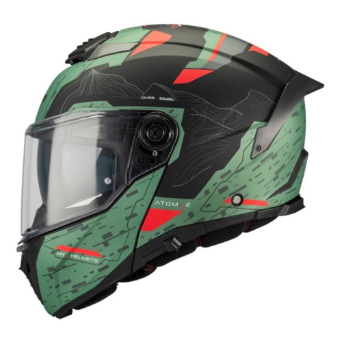 MT MT Atom 2 SV Highlands Helmet C6 Matt Green Red