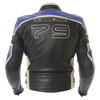 IXS Road Star Black Blue Leather Motorcycle Jacket Back                                                                                                                                                                                                        