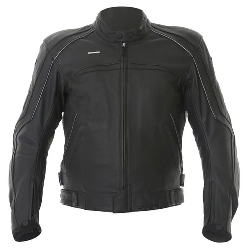 IXS Atlas Black Leather Motorcycle Jacket Front                                                                                                                                                                                                                