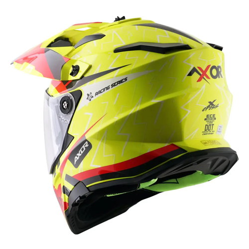 Axor Axor X-Cross Adventure Helmet Gloss Flash Neon Yellow Red