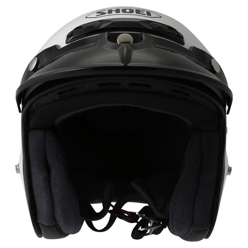 Shoei Rj Platinum-R White Open Face Motorcycle Helmet Front                                                                                                                                                                                                    