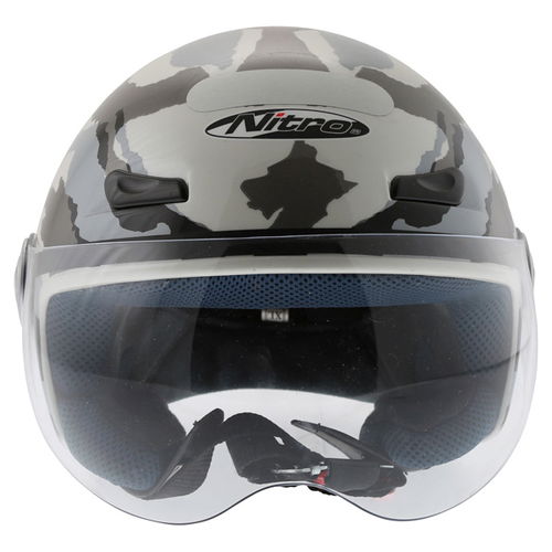 Nitro X514-Av Black Camo Open Face Motorcycle Helmet Front                                                                                                                                                                                                     