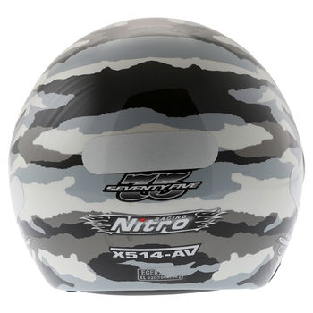 Nitro X514-Av Black Camo Open Face Motorcycle Helmet Back                                                                                                                                                                                                      