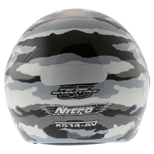 Nitro X514-Av Black Camo Open Face Motorcycle Helmet Back                                                                                                                                                                                                      
