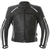 IXS Sirius Black White Leather Motorcycle Jacket Front                                                                                                                                                                                                         