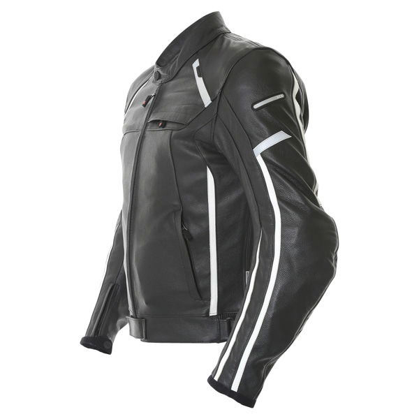 IXS Sirius Black White Leather Motorcycle Jacket Side                                                                                                                                                                                                          