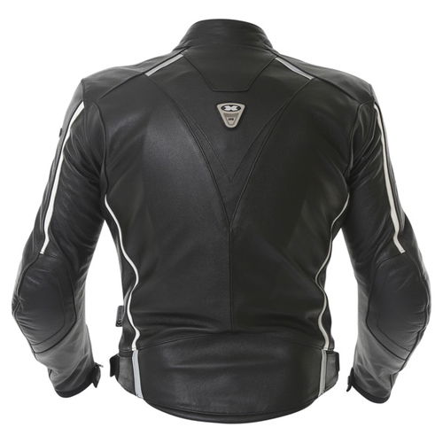 IXS Sirius Black White Leather Motorcycle Jacket Back                                                                                                                                                                                                          