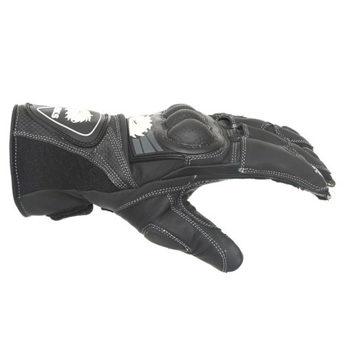 BKS Brooklands Black Motorcycle Gloves Thumb side                                                                                                                                                                                                              