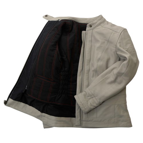 BKS BKS008 Windsor Ladies Cream Leather Motorcycle Jacket Inside                                                                                                                                                                                               