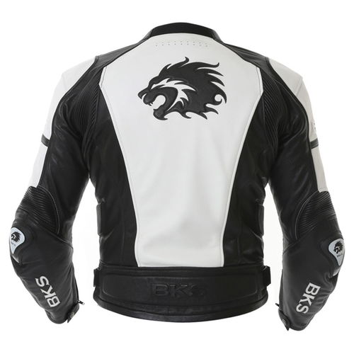 BKS BKS012 Lynx White Black Leather Motorcycle Jacket Back                                                                                                                                                                                                     