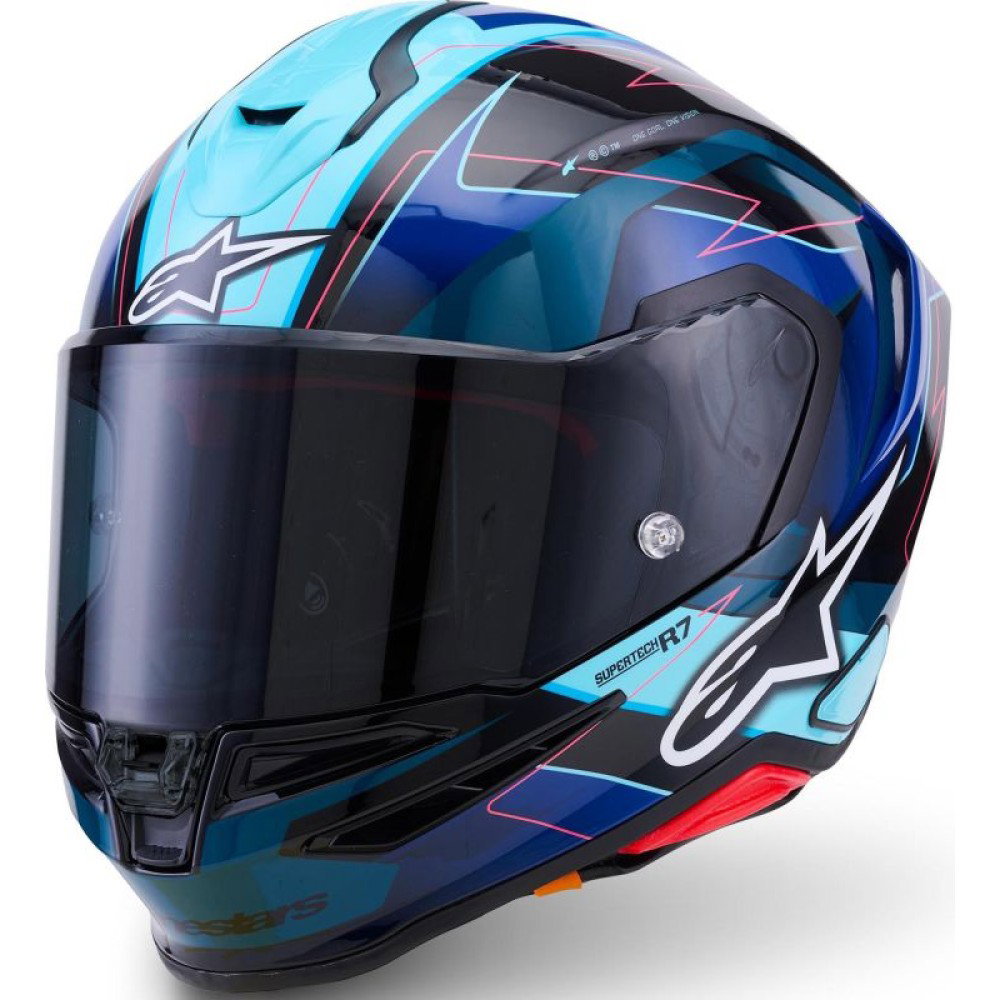 S-R7 Kinetis Helmet Black Blue Pink Fluo White Glossy