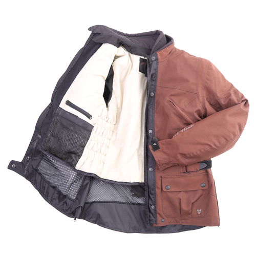 Frank Thomas FTW304 Zarina Ladies Brown Waterproof Textile Motorcycle Jacket Inside                                                                                                                                                                            