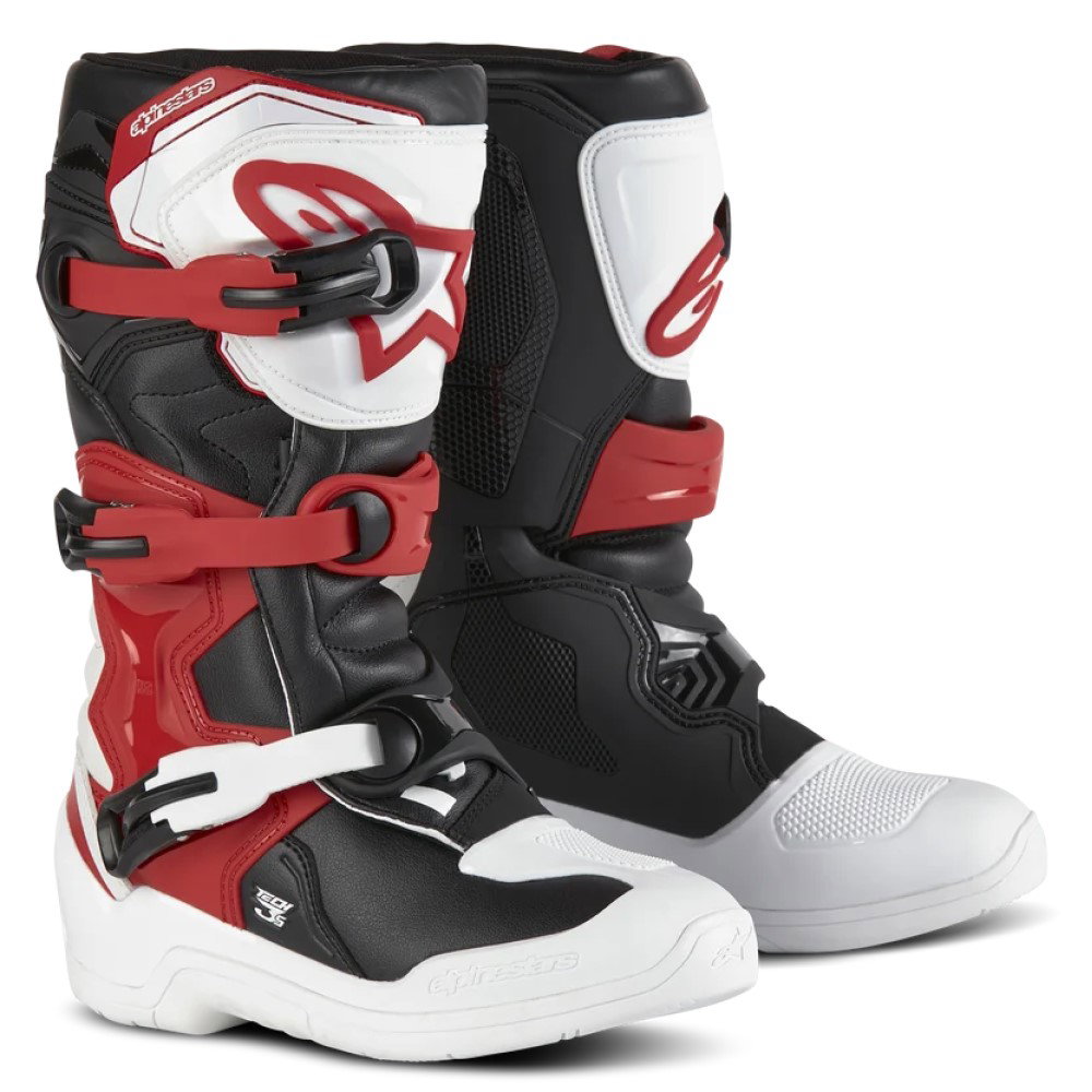Tech 3S Youth Boots White Black Bright Red