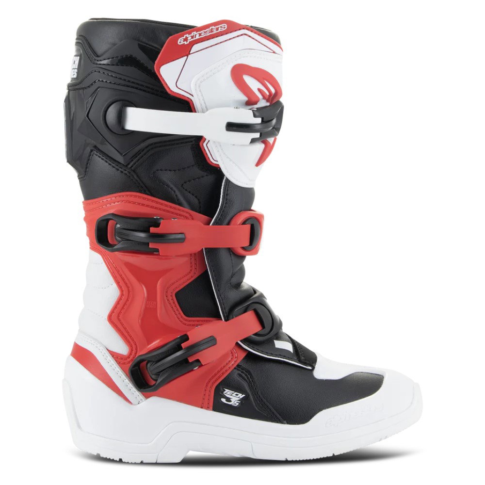 Tech 3S Youth Boots White Black Bright Red