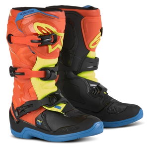 Alpinestars Tech 3S Youth Boots Orange Fluo Enamel Blue Yellow Fluo