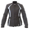 Frank Thomas FTW332 Evie Ladies Black Blue Waterproof Textile Motorcycle Jacket Front                                                                                                                                                                          