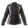 Frank Thomas FTW332 Evie Ladies Black Pink Textile Motorcycle Jacket Front                                                                                                                                                                                     