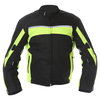 Frank Thomas VIZ002 Dri-VIZ Mens Black Fluo Yellow Textile Motorcycle Jacket Front                                                                                                                                                                             
