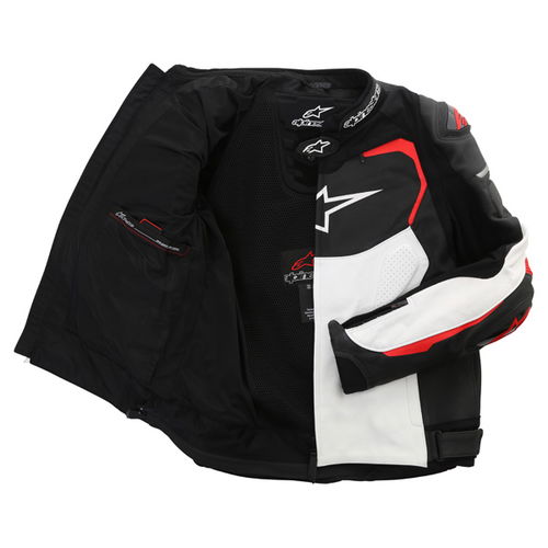 Alpinestars GP Pro Black White Red Leather Motorcycle Jacket Inside                                                                                                                                                                                            