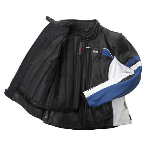 IXS Lara Black White Blue Ladies Leather Motorcycle Jacket Inside                                                                                                                                                                                              