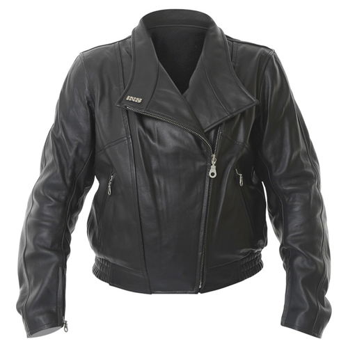 IXS Penta Black Leather Motorcycle Jacket Open Lapels                                                                                                                                                                                                          