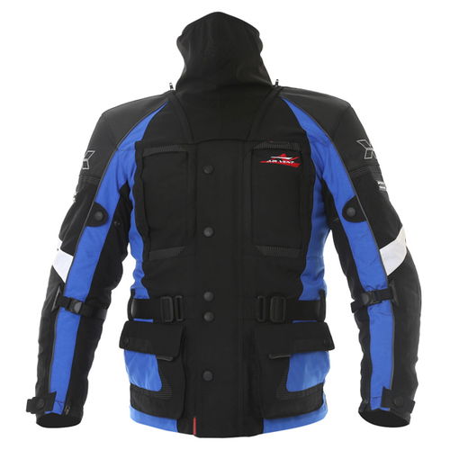 IXS Paraguay Mens Black Blue White Textile Motorcycle Jacket Front                                                                                                                                                                                             