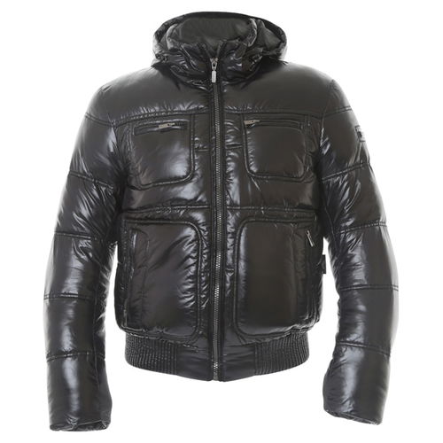 IXS Napoli Mens Black Puffa Motorcycle Jacket Front                                                                                                                                                                                                            