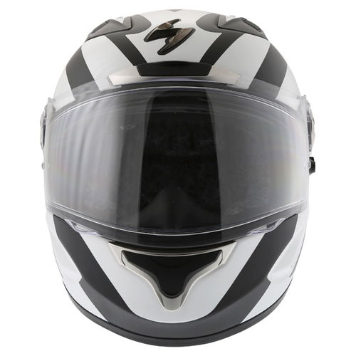 Scorpion Exo 1000 Twister Black White Helmet Front                                                                                                                                                                                                             