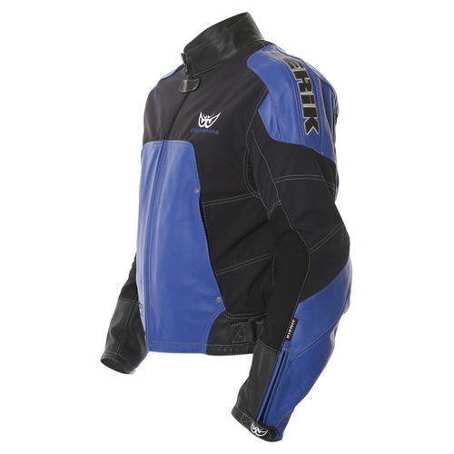 Berik Lj-3204 Blue Black Leather Motorcycle Jacket Side                                                                                                                                                                                                        