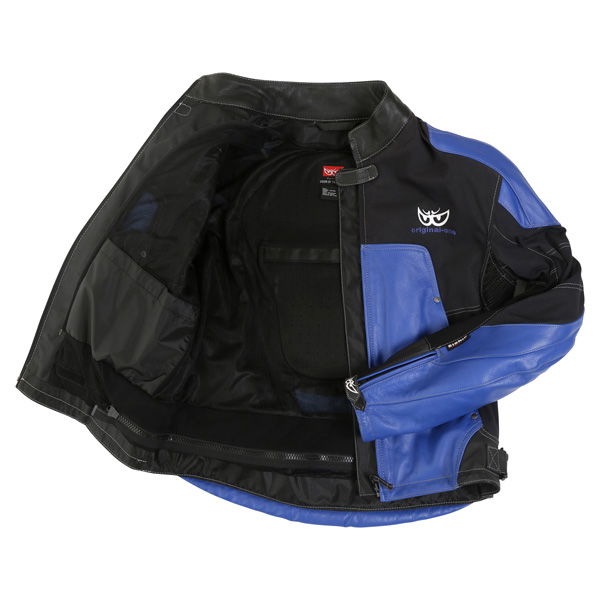 Berik Lj-3204 Blue Black Leather Motorcycle Jacket Inside                                                                                                                                                                                                      