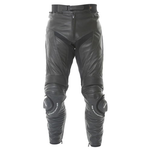 IXS Robin II Black Leather Motorcycle Jeans Front                                                                                                                                                                                                              