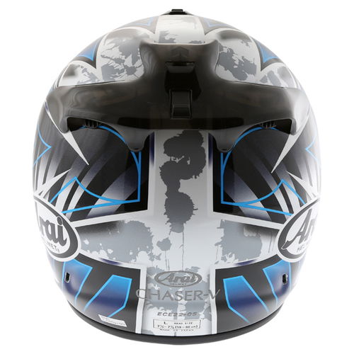 Arai Chaser-V Flash Blue Full Face Motorcycle Helmet Back                                                                                                                                                                                                      