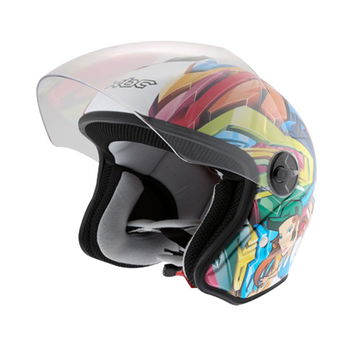 KBC OFS Vandal White Open Face Motorcycle Helmet Visor Up                                                                                                                                                                                                      