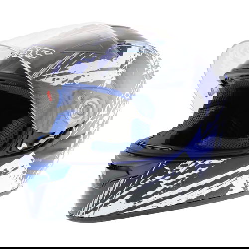 KBC VR4R Star Black Blue Full Face Motorcycle Helmet Open                                                                                                                                                                                                      