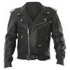 Frank Thomas Patrol Black Leather Motorcycle Jacket Front                                                                                                                                                                                                      