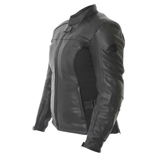 BKS Chelsea Black Ladies Leather Motorcycle Jacket Side                                                                                                                                                                                                        