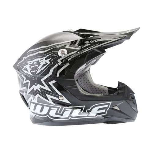 Wulfsport Cub Cross Fire Black Helmet Right Side                                                                                                                                                                                                               