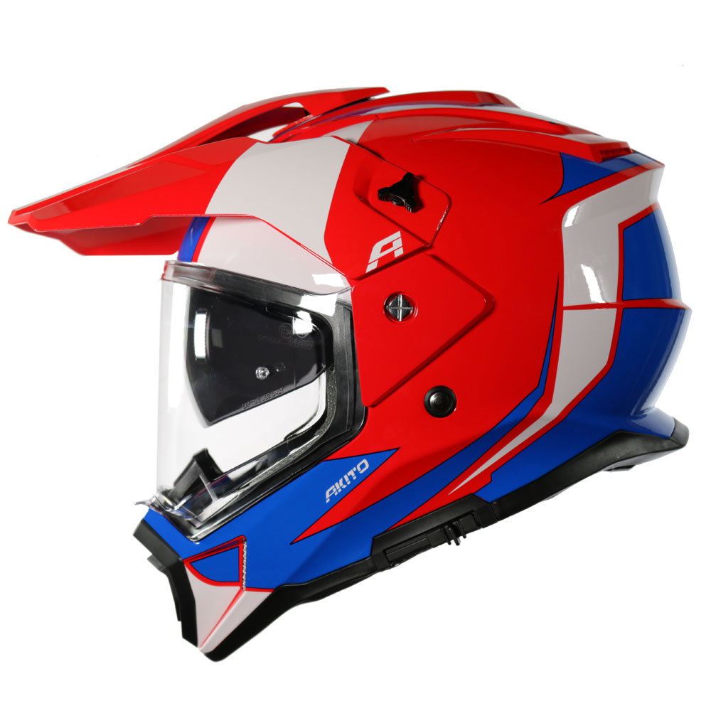 Akito Adventure Helmet Red/Blue/White Next Working Day Delivery J
