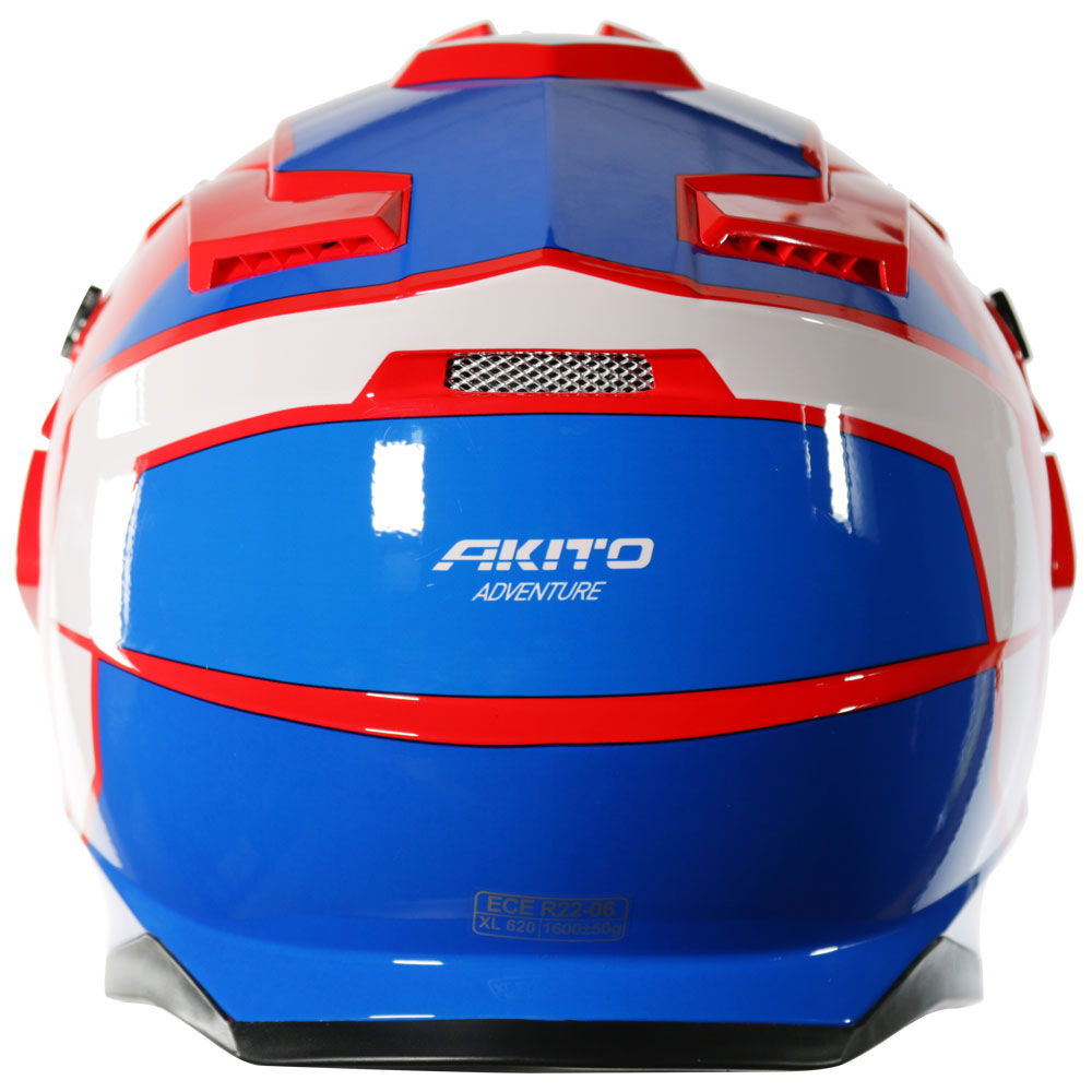 Akito Adventure Helmet Red/Blue/White Next Working Day Delivery J